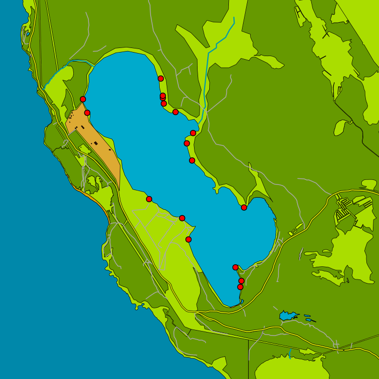 Рис. 4. Местонахождения прибрежницы одноцветковой (Littorella uniflora)